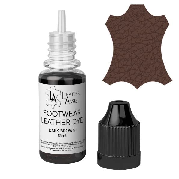 Leather Assist Reparación de Color de Pintura de Tinte para Cuero, Zapatos, Botas, Mocasines, Zapatillas (Marrón Oscuro)