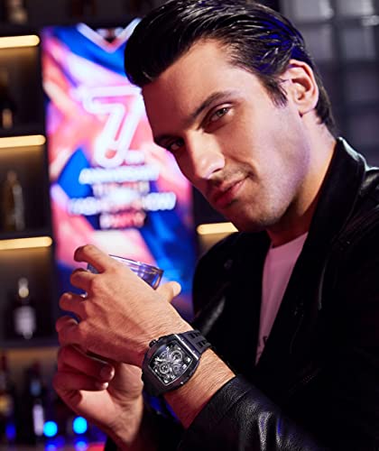 Image of Tsar Bomba Mens Watches Quartz Wristwatch for Men Waterproof 50M Analog Luxury Tonneau Chronograph Calendar Date Men's Dress Business Work Watch Gift for Men