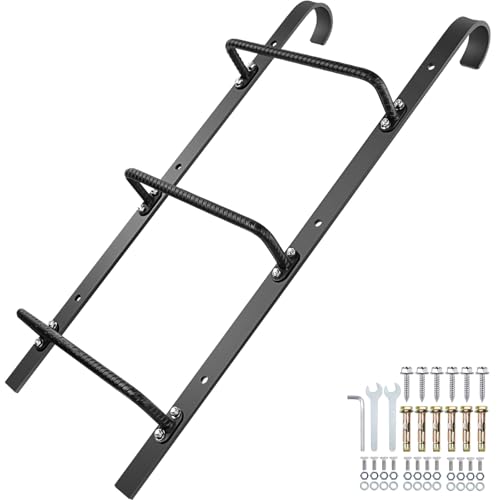 Zwinz 3-Rung Window Well Ladder Hooked Heavy Duty Steel Egress Window Ladder Basement Wall Mounted Ladder 34.2 Lx17.9 W Black