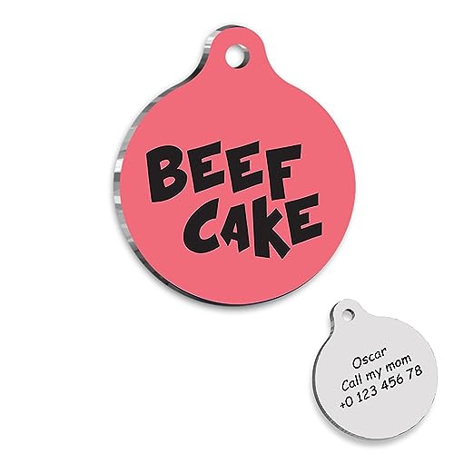 Beef Cake Personalized Dog Tag - Custom Name Tag - ID Tag for Dog & Cat - Customized Pet Tags - Dog & Cat Name id Tag - Dog Name Tag - Engraved Dog Tag