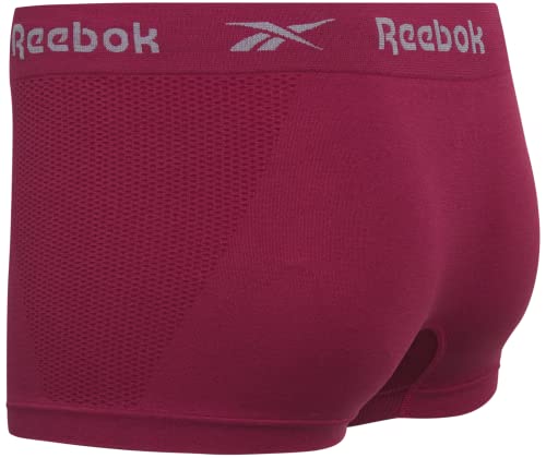 Reebok Women's Underwear - Seamless Boyshort Panties (8 Pack), Size Large, White Stripe/Grey Star #TOP5