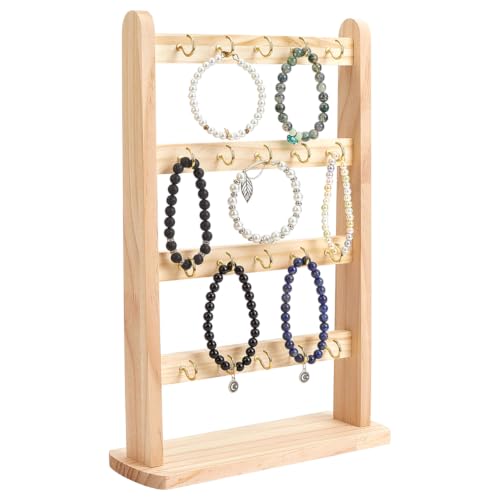 Organizador de pulseras rectangular de madera con 20 ganchos 2