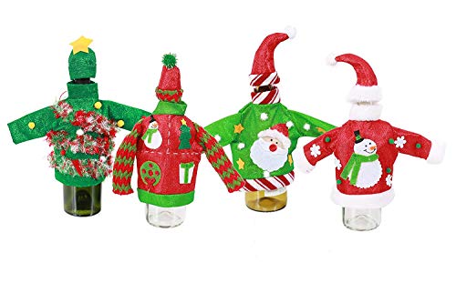 Ugly Holiday Sweater Wine Bottle Cover Set of 2