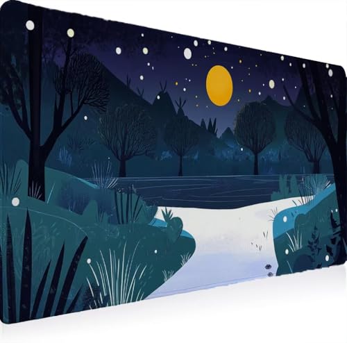 Tapis de souris grand bureau pour décorer un espace gaming lune étoilée