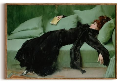 Image of KISSFOX Vintage Framed Wall Art Decor Victorian Young Decadent Girl Pictures Paintings Wall Decor Moody Women Canvas Art Prints Modern Farmhouse Woman Artwork For Kitchen Bedroom Living Room
