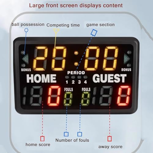 Tabellone segnapunti elettronico con telecomando, display a LED e allarme cicalino per giochi da tavolo, ideale per pallacanestro e punteggio di ping pong