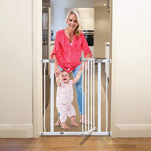 Dreambaby® AVA Slimline - Extra-Schmale Tür- & Treppengitter 61-68cm - Druckinstallation. Geeignet für Türen, Flure und Treppen (Farbe: Weiß)