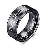 (Free Engraving) Personalized Stainless Steel Plain Band Ring for Men,Black,8mm Width,Size 9