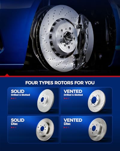 Image of KAX Front Brake Kit, Drilled and Slotted Brake Rotors, Ceramic Brake Pads | Fits Volkswagen Jetta 2005-2014, Eos 2009-2012, Golf 2010-2011, Audi A3 2009-2013, A3 Quattro 2009-2010