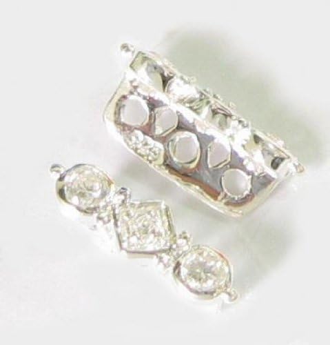 2 pcs .925 Sterling Silver 3 Strand Separater/Divider Cz Crystal Bead Spacer 12.8mm / Findings/Bright