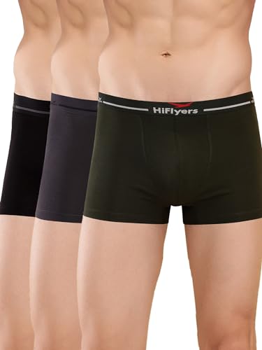 Image of HiFlyers Men's Cotton Spandex Odour-Free, Long Lasting Comfort, All Day Fresh and Confidence Dark Knight Collection Solid Trunks