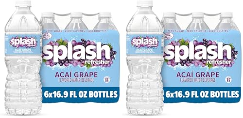 Image of Splash Refresher Acai Grape Flavored Water, 16.9 Fl Oz, Plastic Bottle Pack of 12