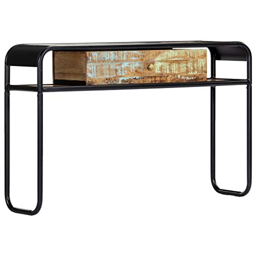 Mesa consola de madera maciza con cajón mueble recibidor industrial 2