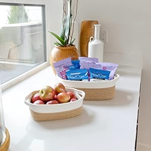 NaturalCozy 5-Piece Rectangle Storage Basket Set- Natural Cotton Rope Woven Baskets for Organizing! Small Basket for Montessori, Baby Nursery, Dog Toy Baskets, Cat Toy Box, Bathroom Organization Bin NaturalCozy 5 Piece Rectangle Storage Basket Set Natural Cotton Rope Woven Baskets for Organizing Small Basket for Montessori Baby Nursery Dog Toy Baskets Cat Toy Box Bathroom Organization Bin