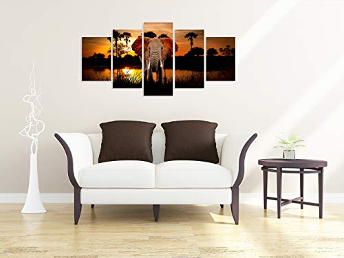 Inzlove Purple Flower Canvas Wall Art Black And White Lily Paintings Prints Pictures For Home Decor (Elephant, 16"X24"X2+16"X32"X2+16"X40") #TOP1