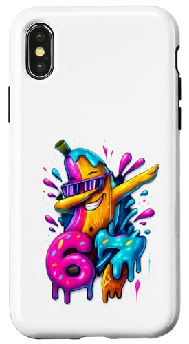 67 Funny Baseball Dabbing Banana 6 7 �H��A�C�X�N���[���~�[�� �X�}�z�P�[�X iPhone X/XS �p