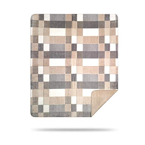 Denali Super Cozy Modern Plaid Throw Blanket With Lightweight Microplush Acrylic, Super-Soft Fabric, American Made Hand-Stitched, Washable, And Dryable Throw Blankets With Gray Plaid Design (60X72 In) #TOP11