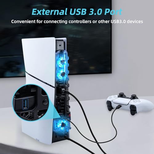 Tolesum Ventilador de refrigeración para PS5 Slim con luz LED Colorida, Ventilador Silencioso con Control de Temperatura para Consola PS5 Slim DE/UHD, 3 Modos - Negro -No para PS5/PS5 Pro - imagen 9