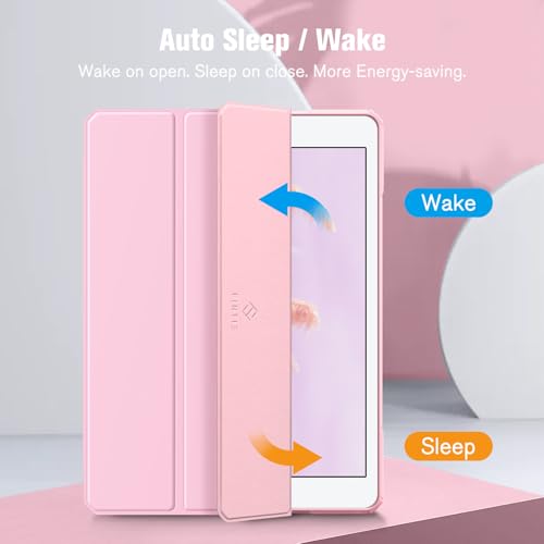 Image of Fintie Hybrid Slim Case for iPad 9th / 8th / 7th Generation (2021 /2020 / 2019) 10.2 Inch - [Built-in Pencil Holder] Shockproof Cover with Clear Transparent Back Shell, Baby Pink
