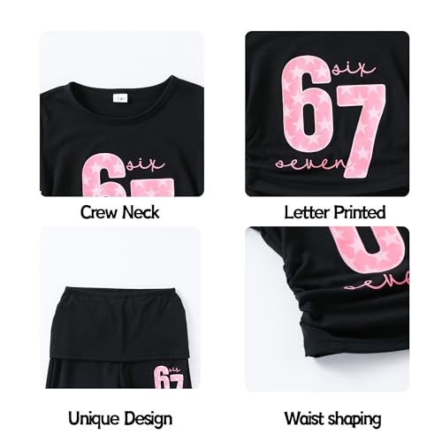 Image of OLMRJKD Girls 2 Piece Outfits Long Sleeve Letter Printed Sweatshirt & Flared Pants Fall Clothing Set Size 7-14 Years