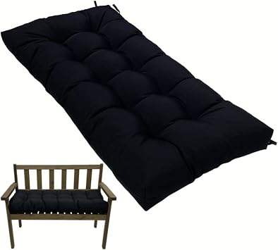 Waterproof Indoor/Outdoor Bench Cushion, Swing Cushion, Thicken Patio Bench Rocking Seat Pad for Lounger Garden Patio Lounger Bench,Wicker Loveseat Settee Black