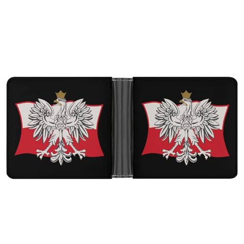 Polish Eagle Flag Mens Bifold Wallet for Women Leather Credit Card Holder Slim Minimalist Wallets