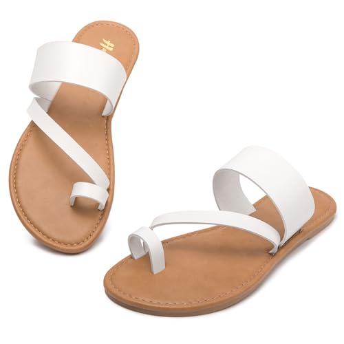 Image of Huayuanwell Women's Slide Sandals Slip On Flat Sandals Flip Flop Thong Sandals Casual Summer Sandals
