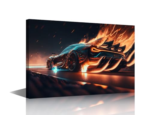 Peinture moderne sur toile TISHIRON d'hypercar encadrée avec finitions premium pour salon