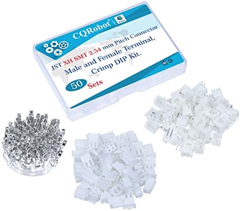 CQRobot 150 Sets / 750 Pieces JST PH 2.0 mm Pitch 2/3/4-Pin JST Connector Kit. Pin Header with 2.0 mm Pitch, JST PH 2/3/4-Pin Housing JST Adapter Cable Connector Socket Male and Female, Crimp DIP Kit.