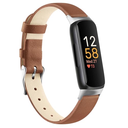AK Leather Band Compatible with Fitbit Inspire 3 Bands for Women Men, Soft Classic Top Grain Leather...