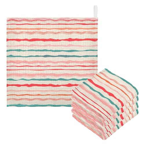 Nander 5Pack Baby Muslin Washcloths,Colorful Stripes Soft Face Cloths for Newborn, Absorbent Bath Wash Cloths, Wipes, Burp Rag,Toddlers Essentials Stuff, Baby Registry as Shower