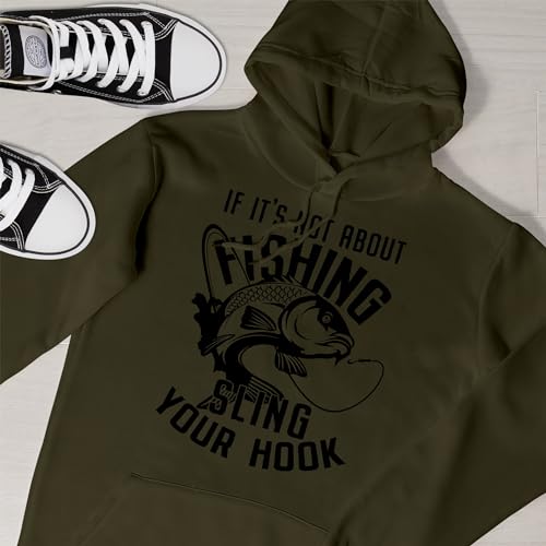 Dead Set Studio Fishing Hoodie For Men - Sling Your Hook - Koi Carp Fishing Gifts For Men OLIVE GREEN SIZE L - Image 2