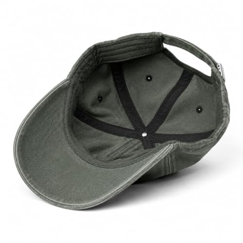 Image of Dad Hat for Men, Washed Cotton Baseball Cap with Brown Leather Patch, Adjustable