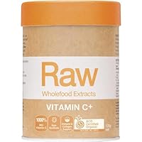 Amazonia Raw Wholefood Extracts Vitamin C+ - Certified Organic Vitamin C for Immune Support, Collagen Health & Skin Vitality, Non-Synthetic, Plant-Based, Gut Health & Prebiotic Supplement, 120g