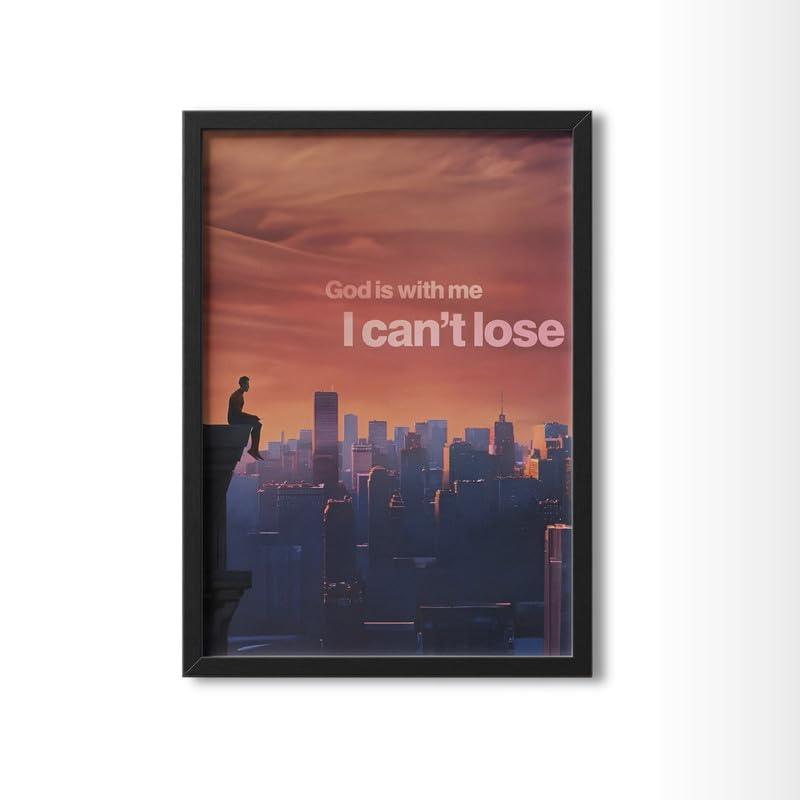 Image of Wall Framed Posters | 8x12 inch size | Motivational Quotes Posters |Motivational Photo Frame - inchGod Is With Me, I Can't Lose inch - Inspirational Wall Decor for Home & Office