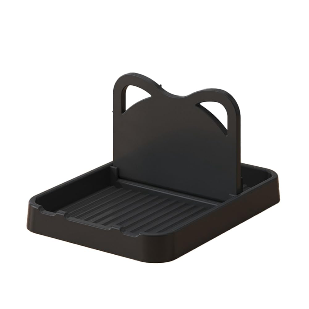 Sirxlevcy Spoon Rest with Lid Holder, Foldable Spoon Holder for Kitchen Counter, Cat Pot Lid Holder for Spoons Black