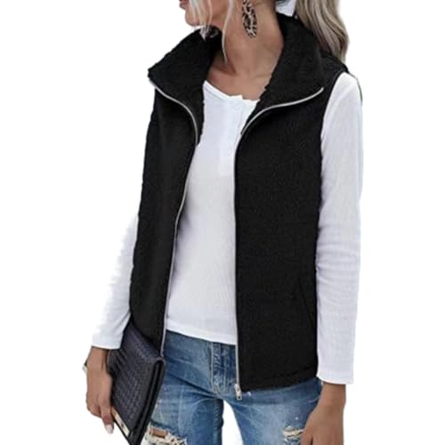 Chaleco acolchado de mujer: chaqueta de invierno ligera y abrigo sin mangas con cremallera