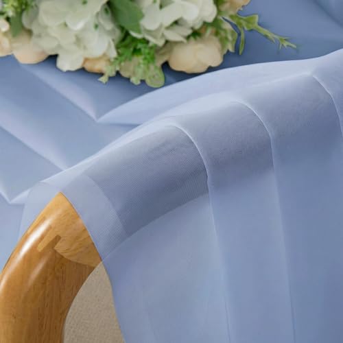 Image of OWENIE Sheer Curtains 96 inches Long 2 Panels Set for Living Room /Bedroom, Rod Pocket Voile Sheer Panel Drapes, Airy Soft Fabric Window Treatments, 2pcs, Each 42 inch W x 96 inch L, Demin