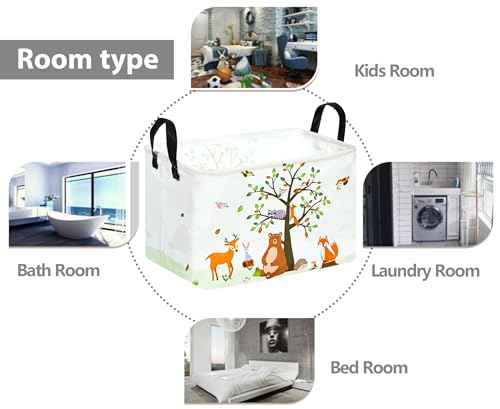 Image of Rec Animals Print Box Hamper Storage Basket Collapsible Organizer Bin Gift Shelf Baskets for Home and Kitchen Storage