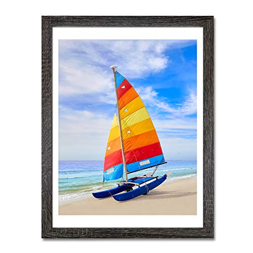 Soonrada 12x16 Frame, Display 11x14 Pictures with Mat or 12 x 16 Photos Without Mat, Wood Picture Frames for Horizontal and Vertical Wall Mounting