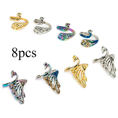 J.CARP 8 peças de anel ajustável de crochê de tricô, anel de tricô trançado guia de dedo para mãe av