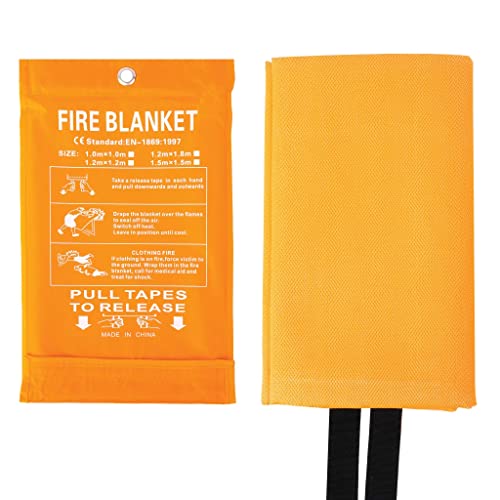 Image of Parcil Safety SB-100 Silicone Coated Emergency Fire Blanket (40 in. x 40 in.) Emergency Kit Fire Extinguisher for Home & Kitchen, Woven Fiberglass Household Essentials, Chemical Free, No Mess