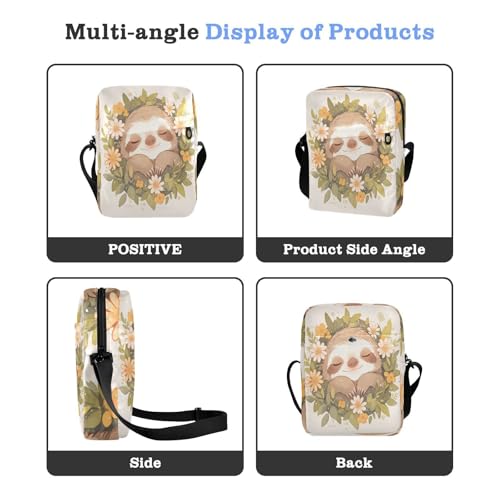 Rustic Sloth Flower messenger bag cross body bag Shoulder Handbags For Women Adjustable Strap for Outdoor Daily School4
