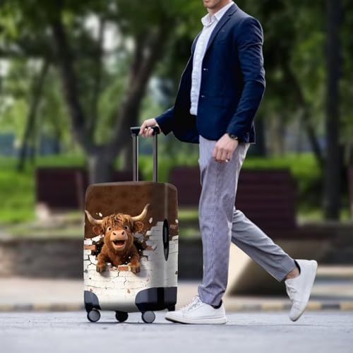 Image of Mumeson Cow Luggage Cover for Suicase Dust Protective Anti Scratch Washable Baggage Cover Zip Closure Easy to Install