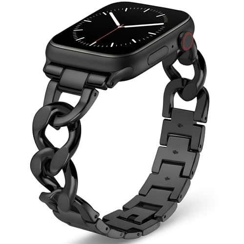 Bracelet en acier inoxydable brillant pour Apple Watch orné de strass élégants
