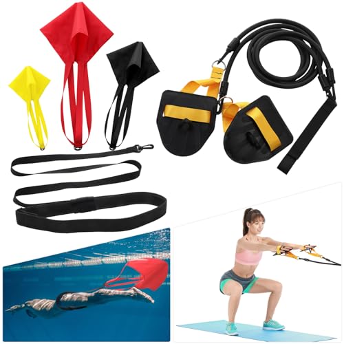 HappyAlley Swimming Parachute Resistance Band Training Equipment Set, 3 Parachute 15.75