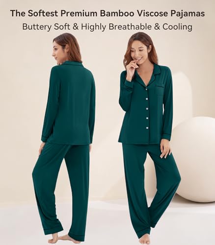 Image of WiWi Viscose from Bamboo Women's Pajamas Set Super Soft Button Down Top and Pants Sleepwear Cooling Pjs S-3X