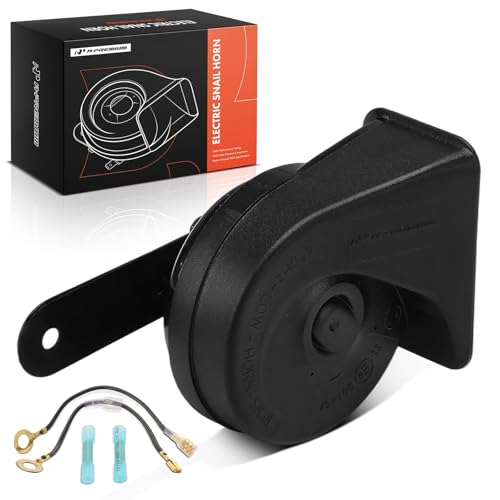 A-Premium Snail Horn Low Universal Electric Horns - 12V 110dB - Compatible with most Car, Trucks, Scooter, Motorcycles & Special Vehicles, 80 mm