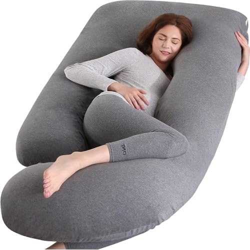 Victostar Pregnancy Pillow,57 inches U Shaped Maternity Pillow with Removable Cover Full Body Pillow Support for Back, HIPS, Legs, Belly (Black Gray)