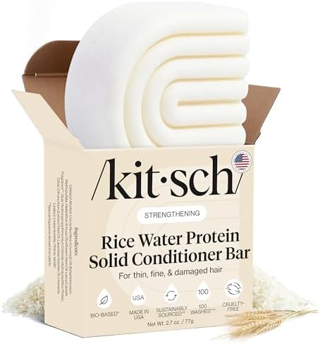 Kitsch Rice Water Protein Conditioner Bar for Hair & Strengthening | Made in US | Eco-Friendly Cleansing and Moisturizing Rice Conditioner Bar | Paraben Free | Sulfate free Conditioner, 2.7 oz